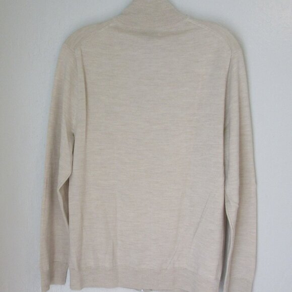 J. Crew Beige Merino Wool Mock Neck Long Sleeve Zip Size M Sweater - Picture 2 of 3